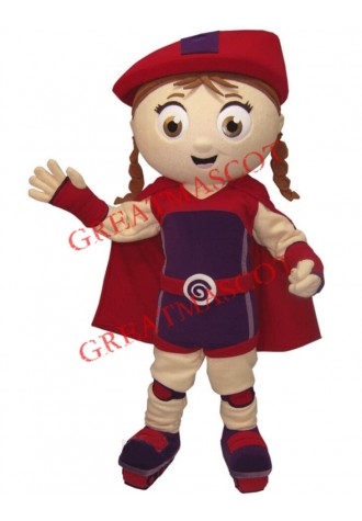 Red Super Girl Mascot Costume
