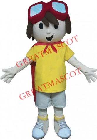 Cute Super Boy Mascot Costume