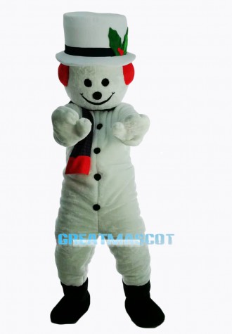 New Extra Round Snowman w Hat Scarf Mascot Costume