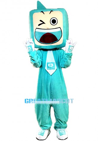 Green TV Set Mascot Costumes