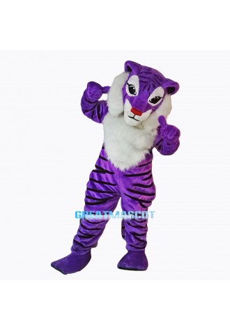 Purple Tiger Mascot Costume