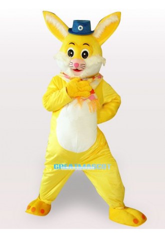 Yellow Rabbit Short Plush Adult  Mascot Costume