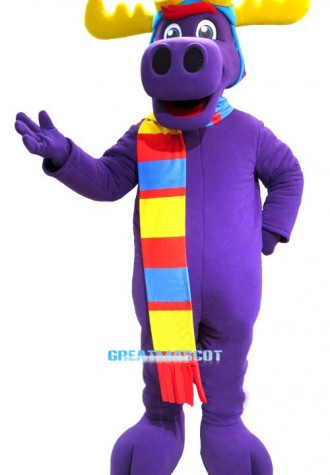 Purple Moose Mascot Costume