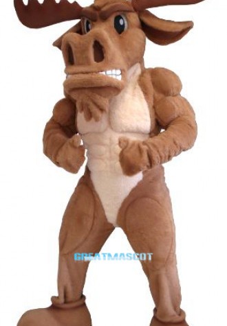 Power Muscly Moose Mascot Costume