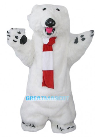 Furry Polar Bear Mascot Costume 