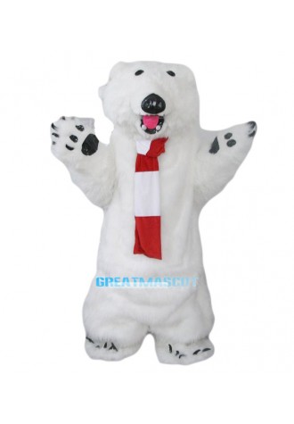 Furry Polar Bear Mascot Costume 