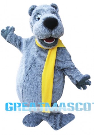Happy Grey Bear Mascot Costume