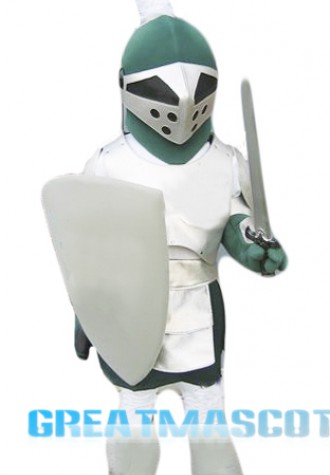 Green & Sliver Knight Mascot Costume