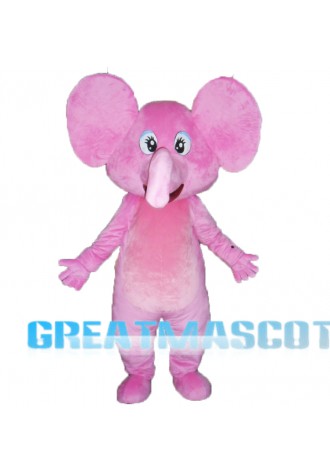 Happy Pink Elephant Mascot Costume
