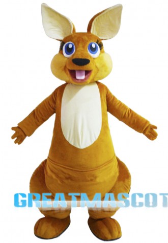 Happy Adult Kangaroo Mascot Costume