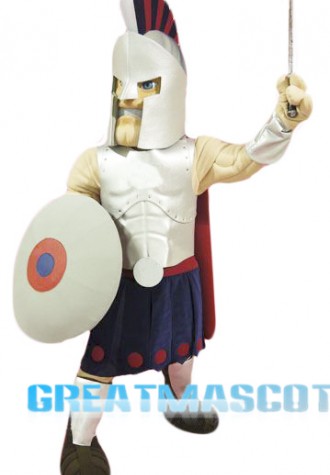 Silver Spartan Titan Trojan Mascot Costume