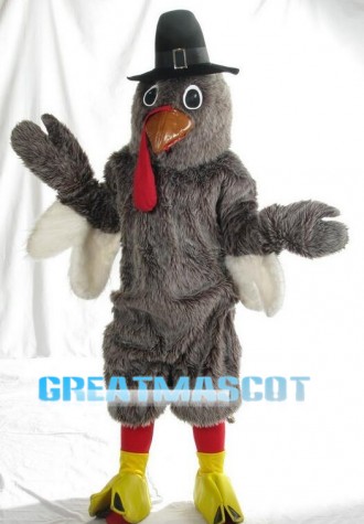 Grey Turkey Mascot Costume