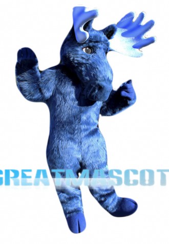 Blue Moose Mascot Costume