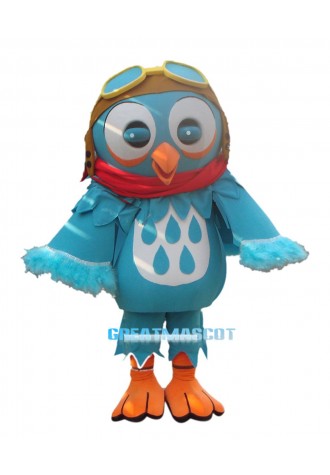 Blue Bird Mascot Costume with Glasses