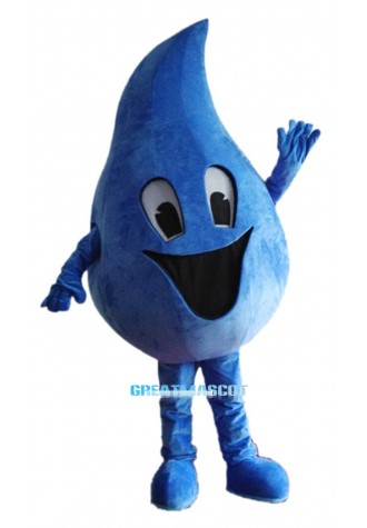 Blue Water Droplet Mascot Costume
