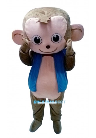 Cute Monkey Mascot Costume in Blue Jacket