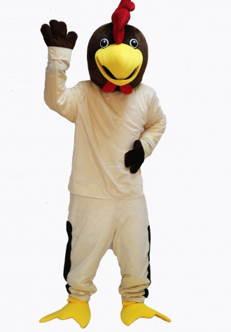 Friendly Beige Chicken Mascot Costume