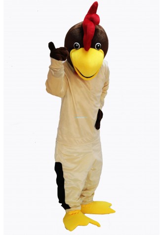 Friendly Beige Chicken Mascot Costume