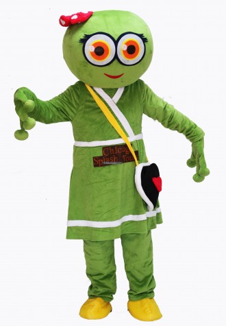 Cute Female Green Frog Mascot Costume on Clearance