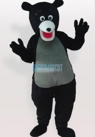 Cute Black Bear Gray Belly Mascot Adult Costume