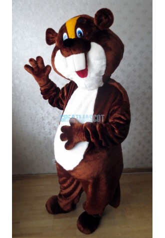 Cute Brown and White Beaver Mascot Costume