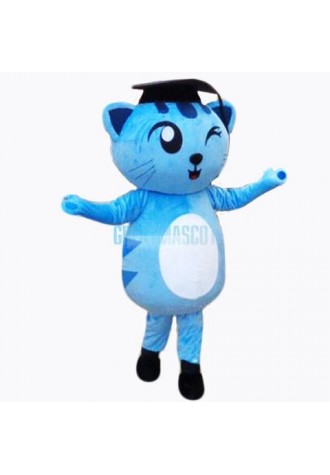 Cute Blue Docter Cat Mascot Costume