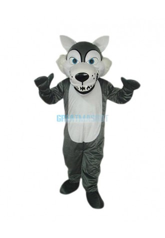 Short Plush Grey Wolf Mascot Costume