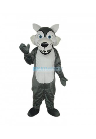 Short Plush Grey Wolf Mascot Costume