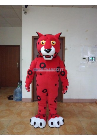 Red Leopard Mascot Costume