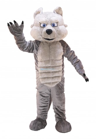 Grey Power Wolf Mascot Costume