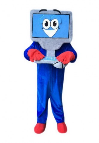 Blue Computer Mascot Costumes Free Shipping