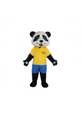 Panda Mascot Costumes Yellow T Shirt Free Shipping