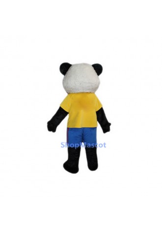 Panda Mascot Costumes Yellow T Shirt Free Shipping