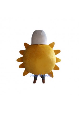 Yellow Sun with White Hat Mascot Costume