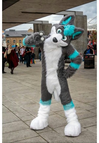 Gray & Blue Husky Mascot Costume Free Shipping
