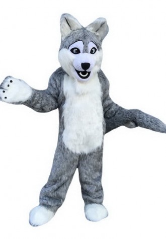 Long Gray Wolf Mascot Costume Free Shipping