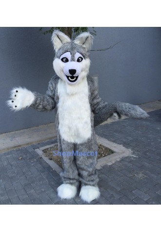 Long Gray Wolf Mascot Costume Free Shipping