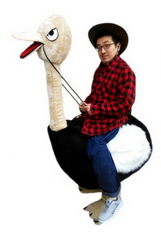 Riding an Ostrich Man Mascot Costume Free Shipping