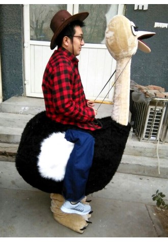 Riding an Ostrich Man Mascot Costume Free Shipping