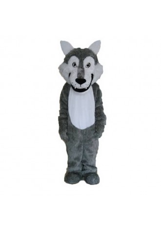 Cute Gray Wolf Long Wool Mascot Costume 