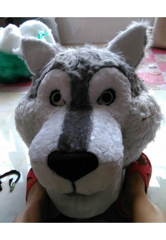 Cute Gray Wolf Long Wool Mascot Costume 