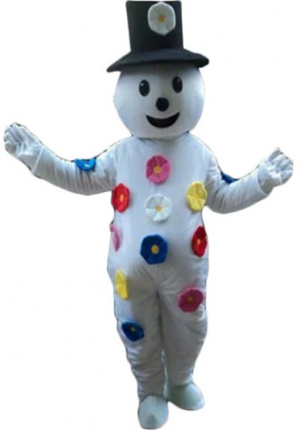Colorful Petals Cartoon Snowman Mascot Costume