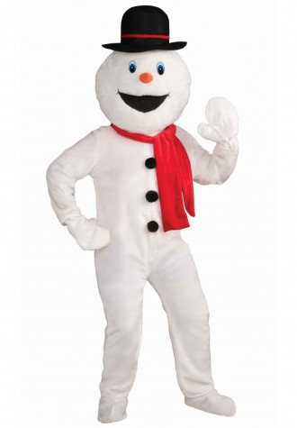 White Snow Man Red ScarfMascot Costume