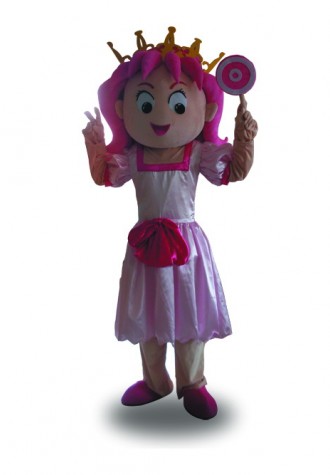 Princess Girl Mascot Costume Pink Dress Mascot Costume