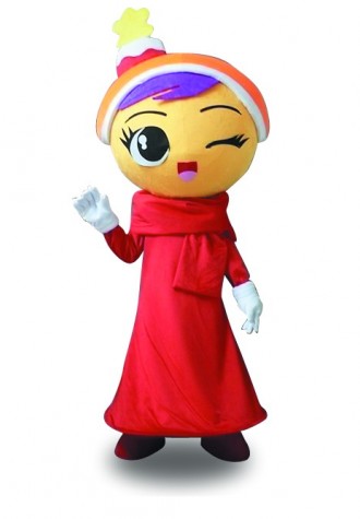 Doll Girl Red Dress Girl Mascot Costume